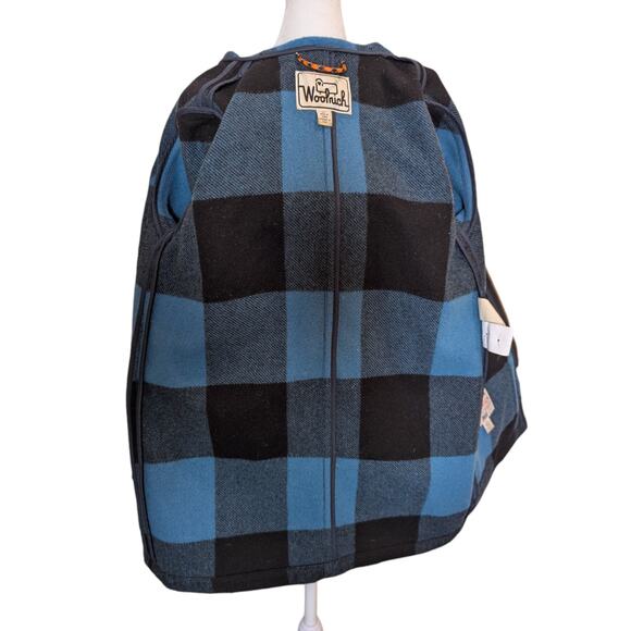 Woolrich Blue Wool Buffalo Plaid Fall Winter Coat Small - Picture 3 of 8